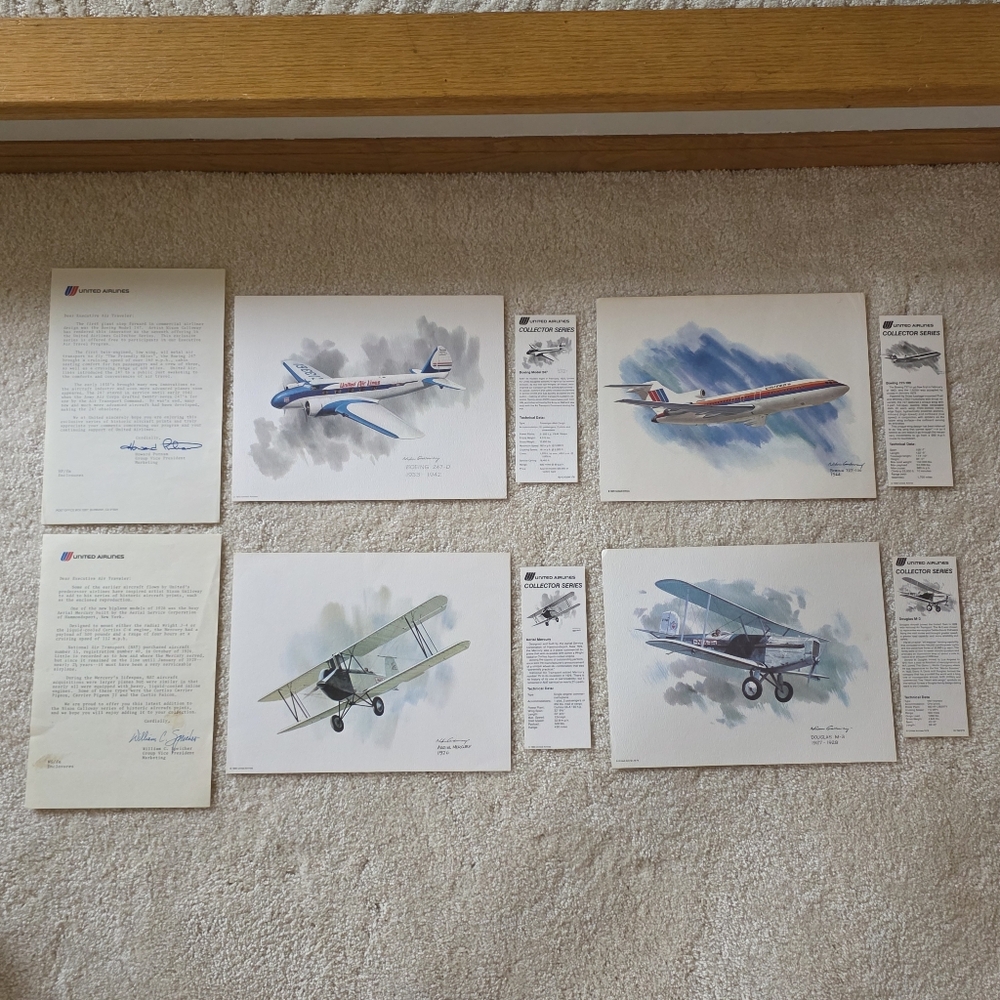 UNITED AIRLINES Lot Of 22 Vintage Aircraft Art Prints By Nixon Galloway - Picture 5 of 15